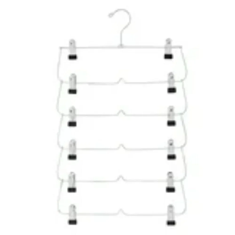 Closet 6-Tier Hanger Pants Skirts Shorts Heavy Duty Chrome Metal Set of 2